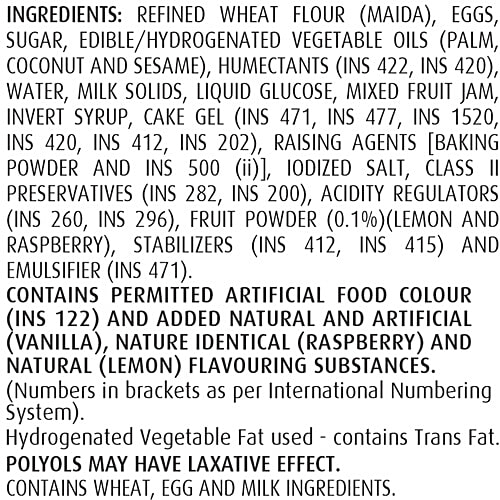 Winkies Marble Sliced Cake - Lemon & Raspberry, Fluffy, Soft, Rich In Taste, 110 g Carton 