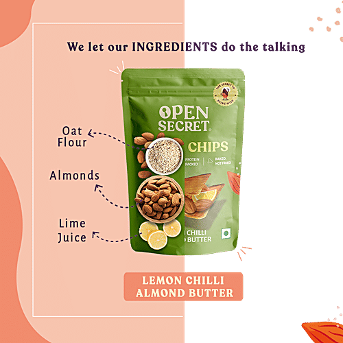 Open Secret Nutty Chips - Lemon Chilli Almond, Baked Supergrain Chips, Protein Packed, Not Fried, 30 g  