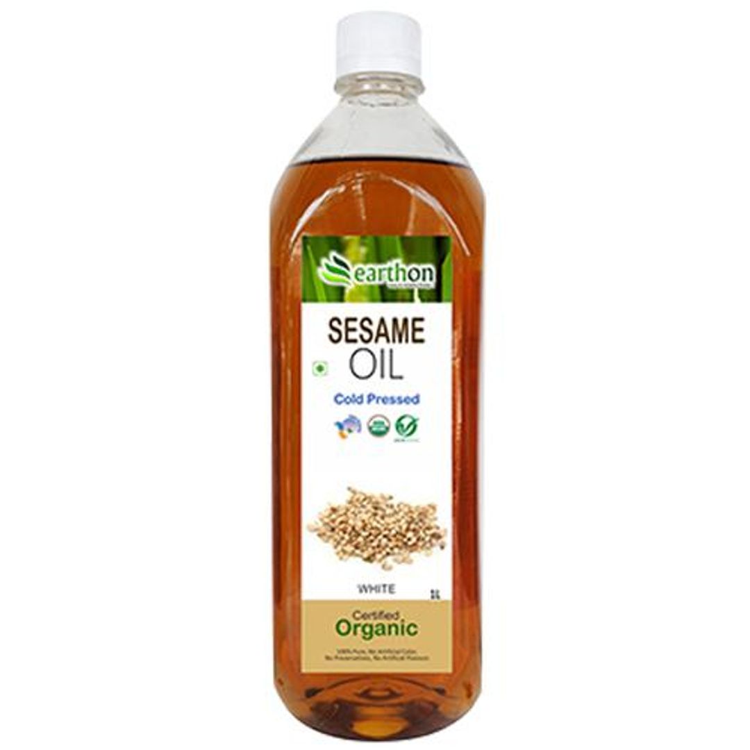 Earthon Organic Sesame Oil - White Til Oil, 1 L 