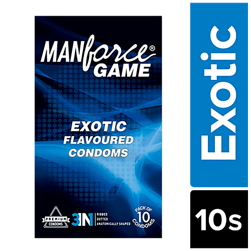 Manforce Condoms 3 in 1 Game Condoms, Exotic Flavoured, 10 pcs