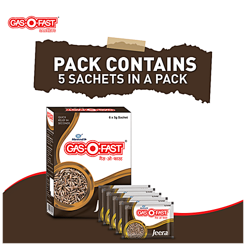 Mankind Gas-O-Fast, Active Jeera, 5 g (Pack of 6)