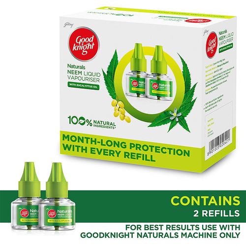 Good knight Naturals Neem Liquid Vaporiser Mosquito Repellent - With Eucalyptus Oil, 45 ml (Pack of 2) 