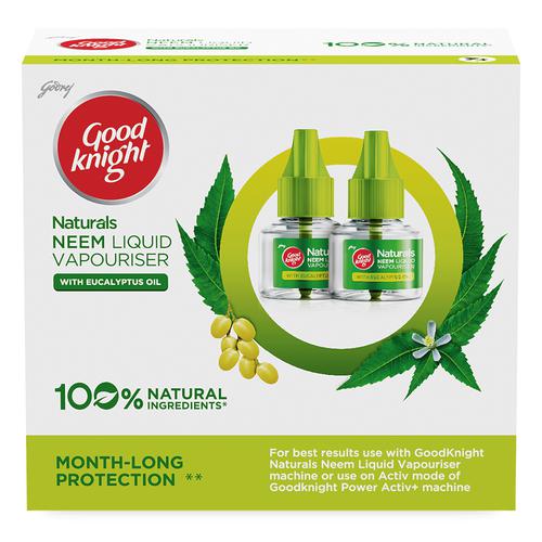 Good knight Naturals Neem Liquid Vaporiser Mosquito Repellent - With Eucalyptus Oil, 45 ml (Pack of 2) 
