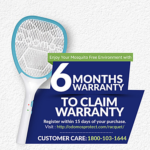 Odomos Mosquito Killer Rechargeable Racquet - Plastic, 1200 mAh Battery, 1 pc  