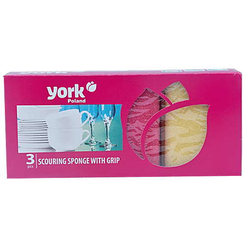 YORK Scrub Sponge With Grip, 3 pcs Non-Scratch