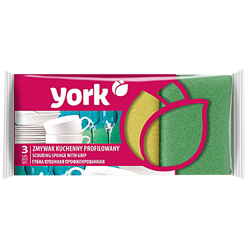 YORK Scrub Sponge With Grip, 3 pcs Non-Scratch