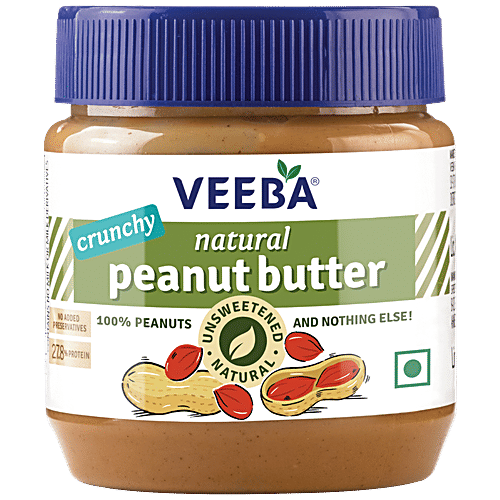 Buy VEEBA Crunchy Natural Peanut Butter Unsweetened Online at Best