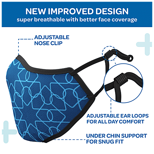 Godrej Protekt GP 95+ Reusable Face Mask - 7 Layer Germ Shield Protection, Blue, Medium, 1 pc  Reusable