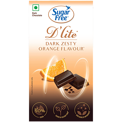 Sugar Free D'lite Zesty Orange Flavour Dark Chocolate Bar, 40 g  