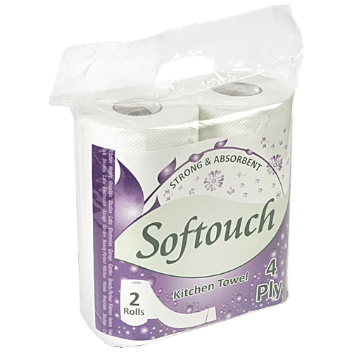 Softouch Kitchen Paper Towels - 4 Ply, 2 pcs (60 Pulls) Strong & Absorbent