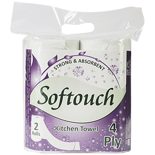 Softouch Kitchen Paper Towels - 4 Ply, 2 pcs (60 Pulls) Strong & Absorbent