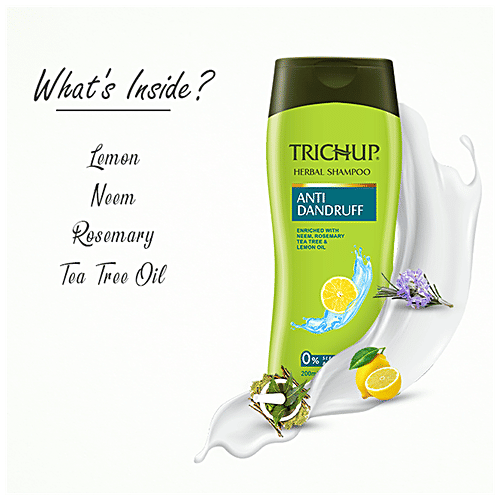 Trichup Anti Dandruff Herbal Shampoo - Enriched with Neem, Rosemary, Tea Tree & Lemon Oil, 200 ml Pack of 1 0% SLES, Parabens