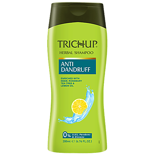 Trichup Anti Dandruff Herbal Shampoo - Enriched with Neem, Rosemary, Tea Tree & Lemon Oil, 200 ml Pack of 1 0% SLES, Parabens