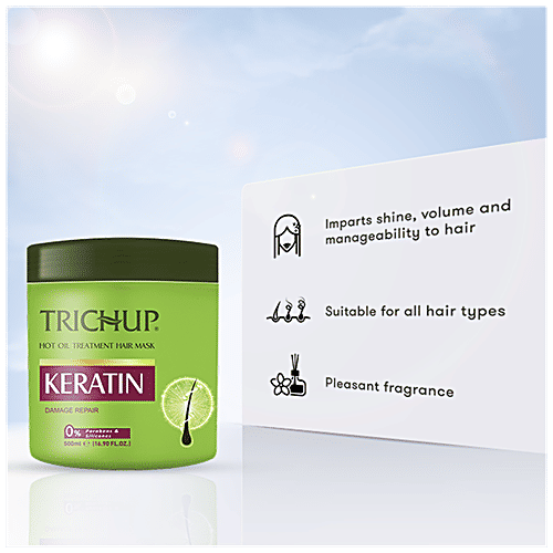 Trichup Hot Oil Treatment Hair Mask - For All Types of Hair, Keratin Damage Repair, 0% Parabens & Silicones, 500 ml Pack of 1 0% Parabens & Silicones