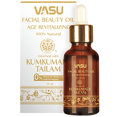 Vasu Facial Beauty Oil - Enriched with Kumkumadi Tailam, Age Revitalizing, 100% Natural, 25 ml Pack of 1 100% Natural