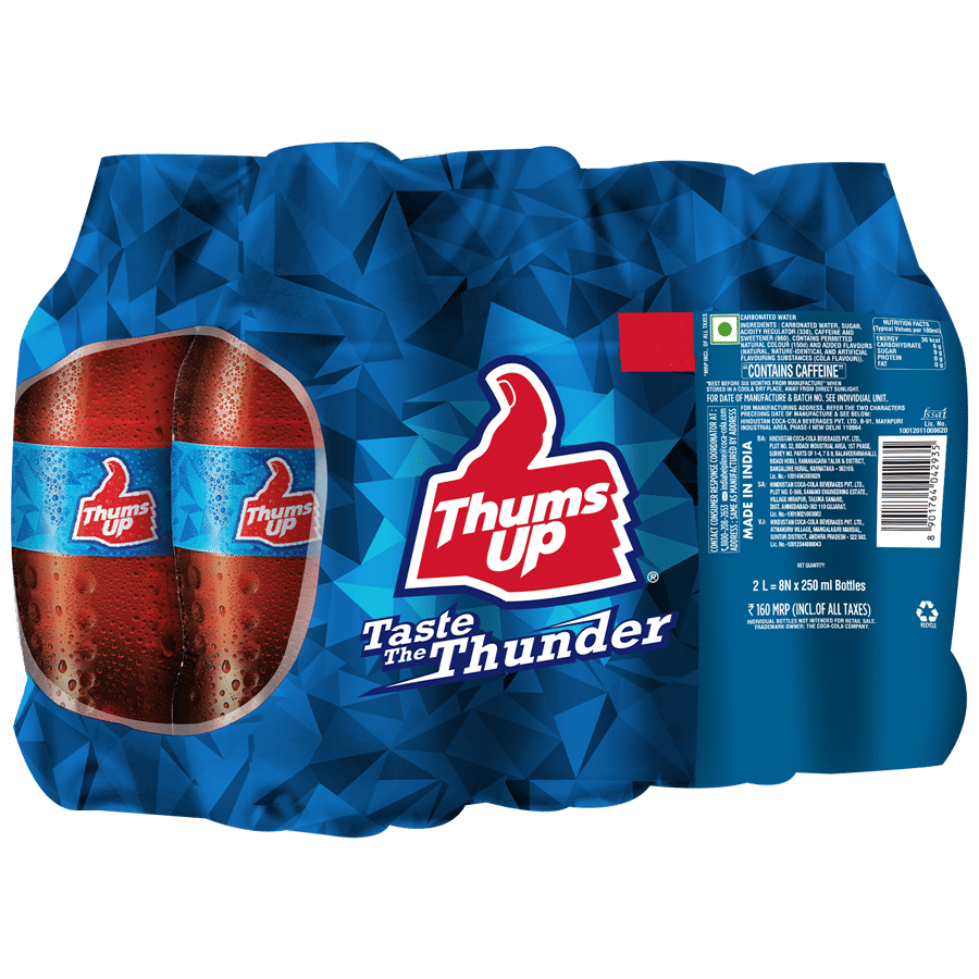 Thums Up 300ml Soft Drink - Pack Of 24 Cans, Strong & Spicy Indian Cola With A Fizzy Kick