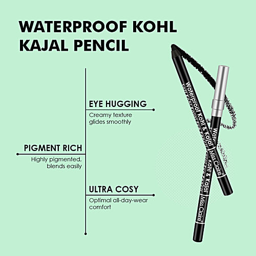 Miss Claire Waterproof Kohl & Kajal - Soft Kohl Kajal Eye Pencil, 1.2 g Silver Cap Water Proof