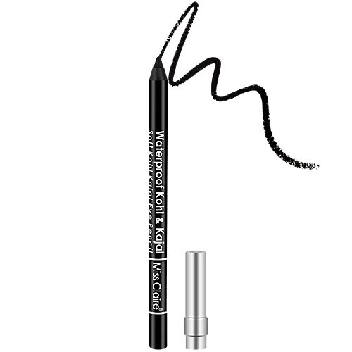 Miss Claire Waterproof Kohl & Kajal - Soft Kohl Kajal Eye Pencil, 1.2 g Silver Cap Water Proof