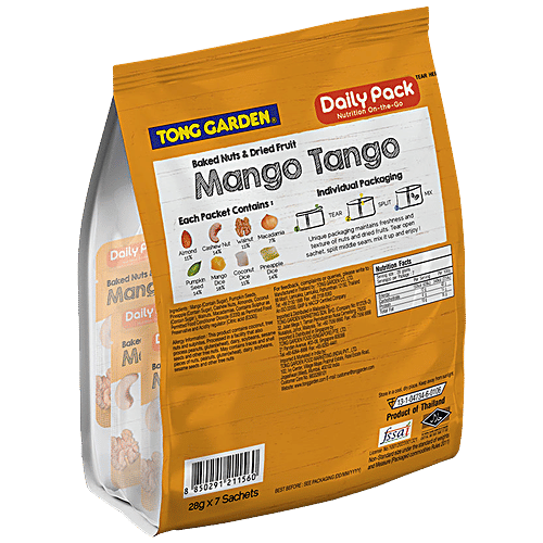 Tong Garden Mango Tango - Baked Nuts & Dried Fruits, 196 g (7 Sachets x 28 g Each) 