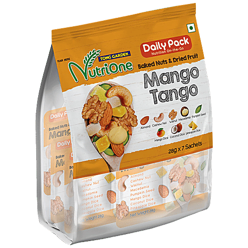 Tong Garden Mango Tango - Baked Nuts & Dried Fruits, 196 g (7 Sachets x 28 g Each) 