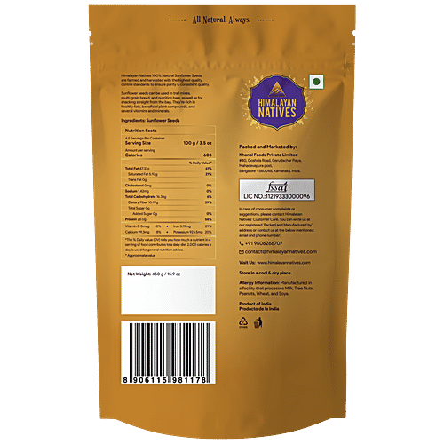 Himalayan Natives Natives Sunflower Seeds, 450 g Without Shell Natural, No Added Colour