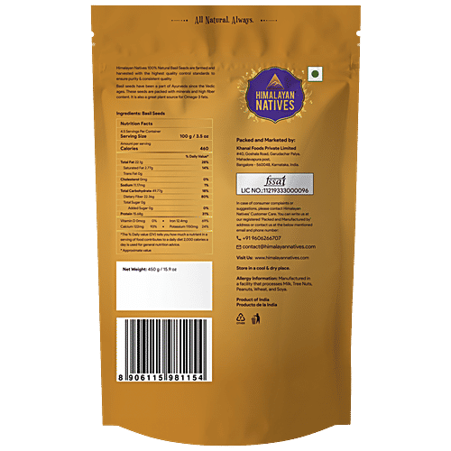 Himalayan Natives Natives Basil/Sabja/Tukmaria Seeds, 450 g  