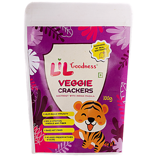 LiL'Goodness Veggie Beetroot Crackers - Indian Masala, 100 g  No Added Preservatives & Colors