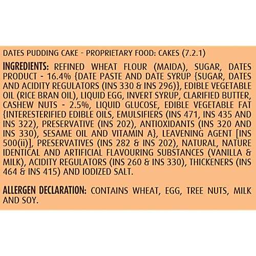 Elite Dates Pudding Cake Sliced, 140 g