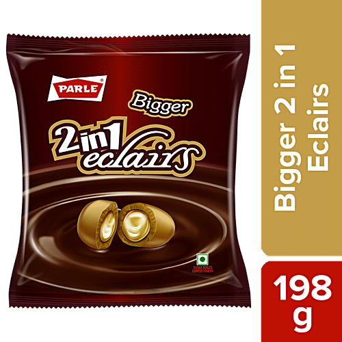 Buy Parle Bigger 2 In 1 Eclairs Toffee Filled With Chocolate & Caramel, Creamy Online at Best