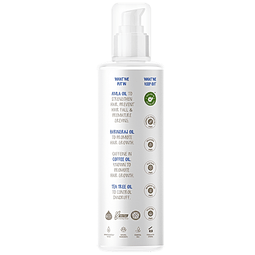 The Moms Co Natural Hair Strengthening Oil With Amla, Bhringraj & Coffee Oils - Controls Hair Fall & Breakage, Paraben Free, Sulphate Free, 200 ml Paraben Free, Sulphate Free