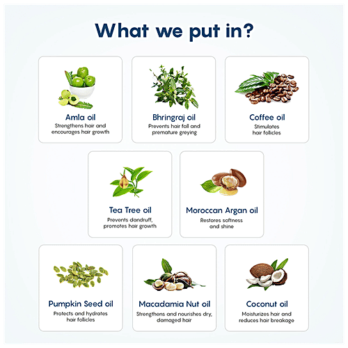 The Moms Co Natural Hair Strengthening Oil With Amla, Bhringraj & Coffee Oils - Controls Hair Fall & Breakage, Paraben Free, Sulphate Free, 200 ml Paraben Free, Sulphate Free