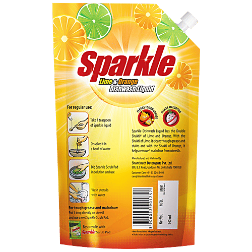 Buy Sparkle Dishwash Liquid Orange Plus, 3X Grease Cutting Power