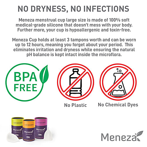 Meneza Menstrual Cup - Large Size, For Women Under 30 Years Of Age And With Low Cervix, 1 pc  