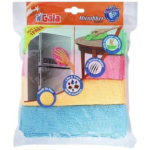 Gala Microfiber Cleaning Cloth, 4 pcs (Buy 3 Get 1 Free) Cleans Streak-Free