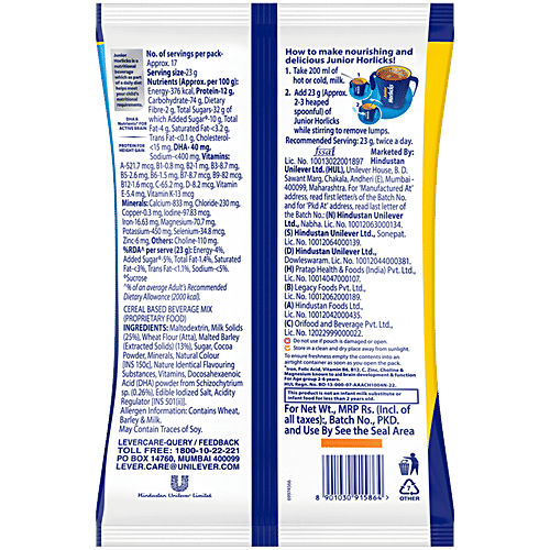 Junior Horlicks Chocolate, 400 g Pouch Cereal based drinks