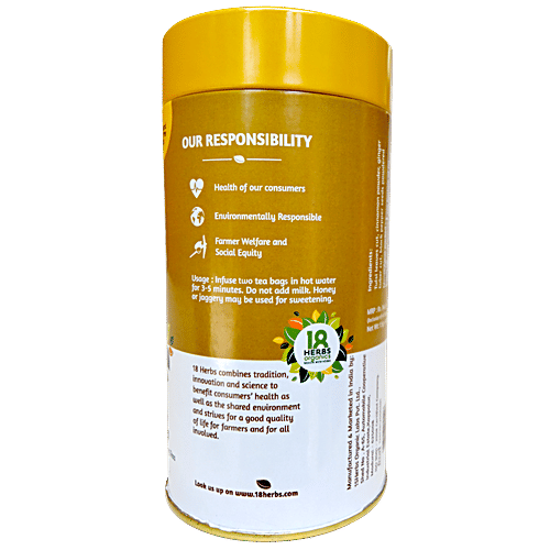 18 Herbs Organics Ayush Kwath Tea, 60 g (40 Bags x 1.5 g each) Caffeine Free, Rich Source of Antioxidants