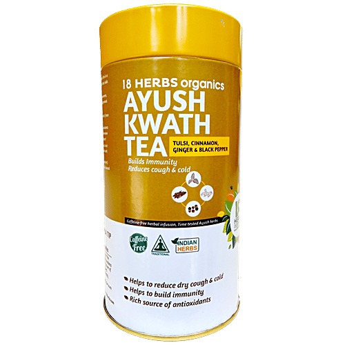 18 Herbs Organics Ayush Kwath Tea, 60 g (40 Bags x 1.5 g each) Caffeine Free, Rich Source of Antioxidants