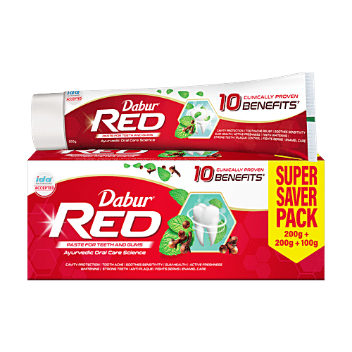 Dabur Paste, Ayurvedic Fluoride Free Toothpaste, 500 g Value Pack Clinically Proven Formula