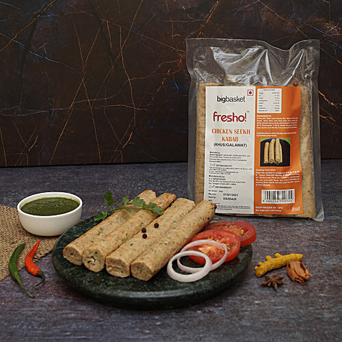 Fresho Chicken Seekh Kabab - Khas khas, 500 g  