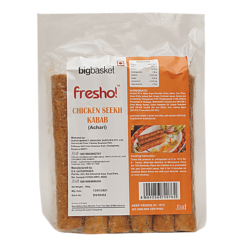 Fresho Chicken Seekh Kabab - Achari, 500 g  