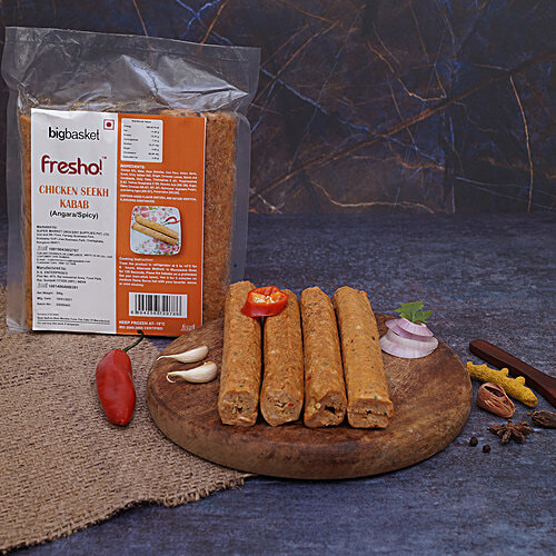 Fresho Chicken Seekh Kabab - Angara/Spicy, 500 g  