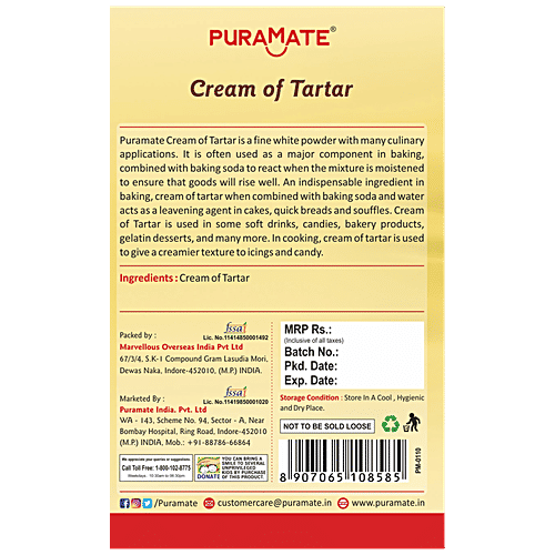 Buy Puramate Cream Of Tartar Online at Best Price of Rs 80.75 bigbasket