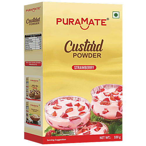 Puramate Custard Powder - Strawberry, 100 g  