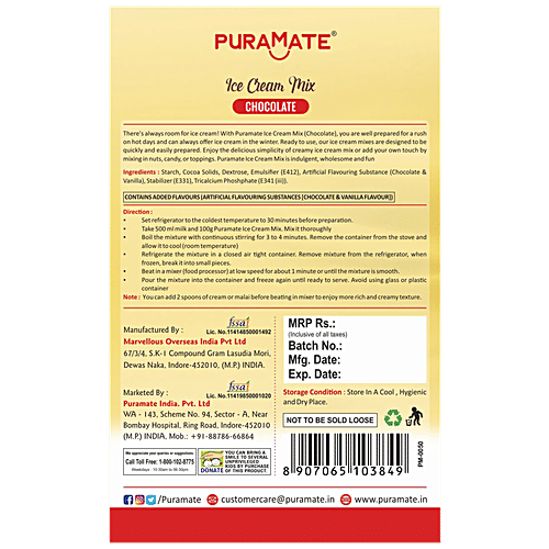 Puramate Icecream Mix- Chocolate, 100 g  