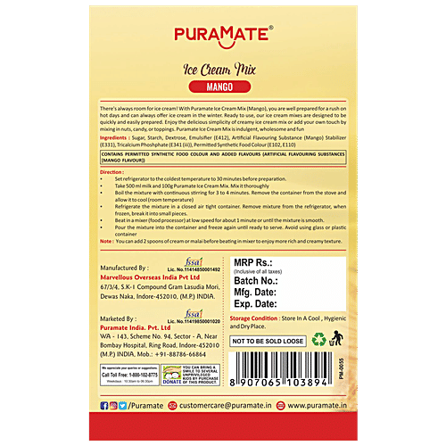 Puramate Icecream Mix - Mango, 100 g  