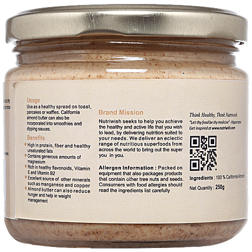 NUTRIWISH Almond Butter, 250 g  