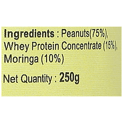 Nutriwish Peanut With Whey Protein & Moringa Butter, 250 g No Added Sugar, Oil & Salt