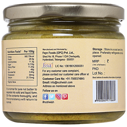 NUTRIWISH Almond Butter With Moringa, 250 g  