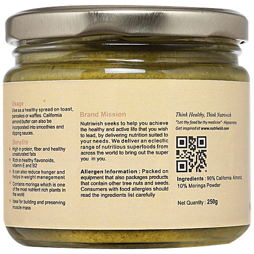 NUTRIWISH Almond Butter With Moringa, 250 g  