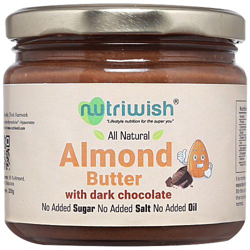 NUTRIWISH Almond Butter With Dark Chocolate, 250 g  